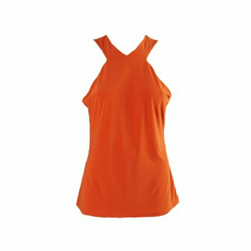Ralph Lauren High Orange V-Neck Cutaway Top